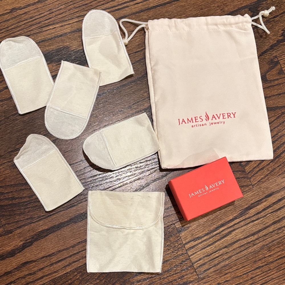 James Avery Cream Pouches and Red Box Set